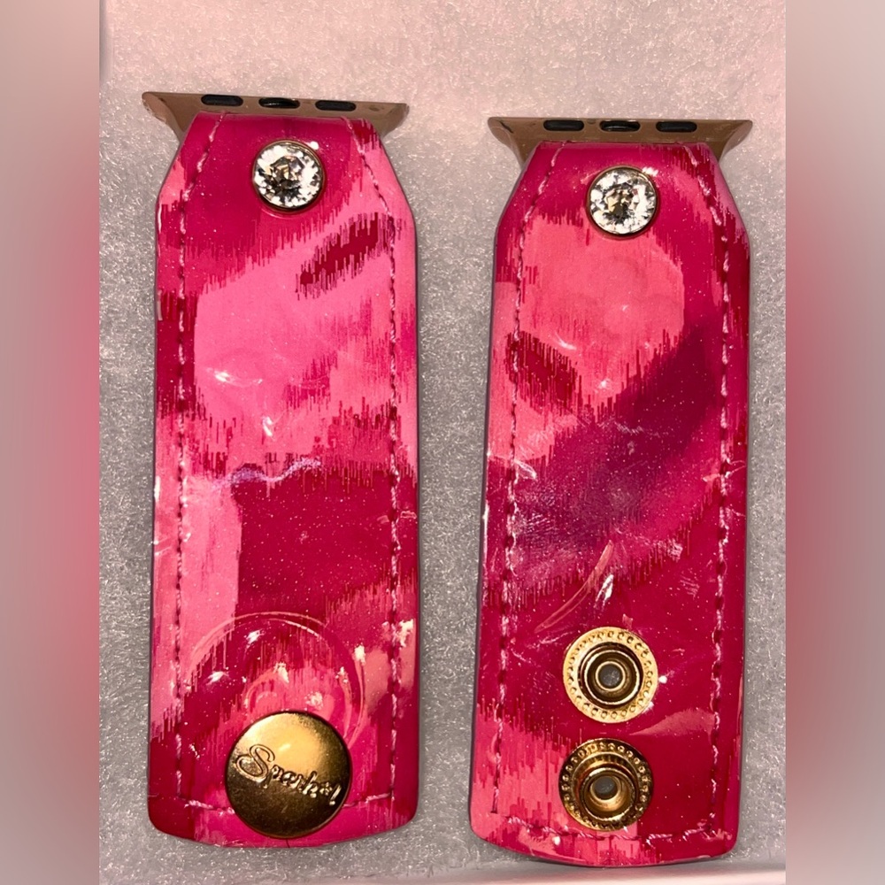 FIRM PRICE‼️ Upcycled Louis Vuitton Ikat Fushia Pink Vernis Apple Watch band